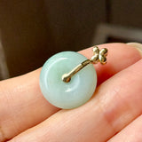 A-Grade Moss On Snow Jadeite V.Petals Lilac Flower Donut Pendant No.173003
