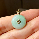 A-Grade Moss On Snow Jadeite V.Petals Lilac Flower Donut Pendant No.173003