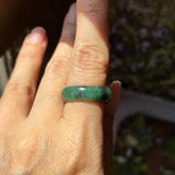 SOLD OUT: 17.1mm Imperial Green Jadeite Abacus Ring Band No.161834