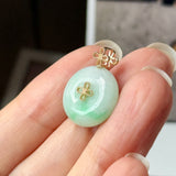 A-Grade Moss On Snow Jadeite M.Petals Lilac Flower Donut Pendant No.173004