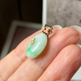 A-Grade Moss On Snow Jadeite M.Petals Lilac Flower Donut Pendant No.173004