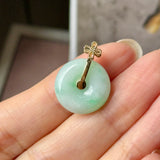 A-Grade Moss On Snow Jadeite M.Petals Lilac Flower Donut Pendant No.173004