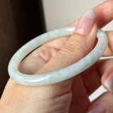 54.9mm A-Grade Natural Light Green Jadeite Traditional Oval Bangle No.152112