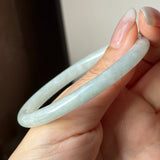 54.9mm A-Grade Natural Light Green Jadeite Traditional Oval Bangle No.152112