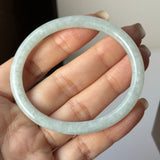 54.9mm A-Grade Natural Light Green Jadeite Traditional Oval Bangle No.152112