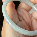 54.9mm A-Grade Natural Light Green Jadeite Traditional Oval Bangle No.152112