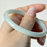 54.9mm A-Grade Natural Light Green Jadeite Traditional Oval Bangle No.152112