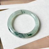 53.7mm A-Grade Natural Super Floral Jadeite Traditional Round Bangle No.152195