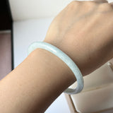 54.9mm A-Grade Natural Light Green Jadeite Traditional Oval Bangle No.152112