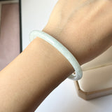 54.9mm A-Grade Natural Light Green Jadeite Traditional Oval Bangle No.152112