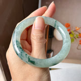 53.7mm A-Grade Natural Super Floral Jadeite Traditional Round Bangle No.152195