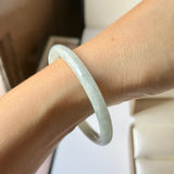 54.9mm A-Grade Natural Light Green Jadeite Traditional Oval Bangle No.152112