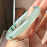 53.7mm A-Grade Natural Super Floral Jadeite Traditional Round Bangle No.152195