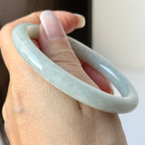 56.4mm A-Grade Natural Light Green Jadeite Traditional Oval Bangle No.152113