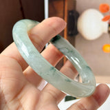 53.7mm A-Grade Natural Super Floral Jadeite Traditional Round Bangle No.152195
