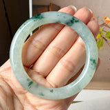 53.7mm A-Grade Natural Super Floral Jadeite Traditional Round Bangle No.152195