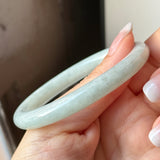 56.4mm A-Grade Natural Light Green Jadeite Traditional Oval Bangle No.152113