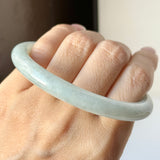 56.4mm A-Grade Natural Light Green Jadeite Traditional Oval Bangle No.152113