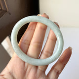 56.4mm A-Grade Natural Light Green Jadeite Traditional Oval Bangle No.152113