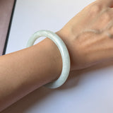 56.4mm A-Grade Natural Light Green Jadeite Traditional Oval Bangle No.152113