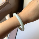 56.4mm A-Grade Natural Light Green Jadeite Traditional Oval Bangle No.152113