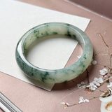 56.6mm A-Grade Natural Super Floral Jadeite Modern Round Bangle No.152196