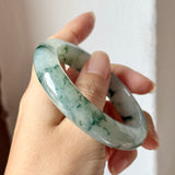 56.6mm A-Grade Natural Super Floral Jadeite Modern Round Bangle No.152196