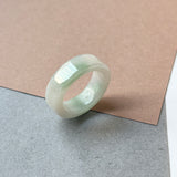 19.1mm A-Grade Natural Moss On Snow Jadeite Ring Band No.162532