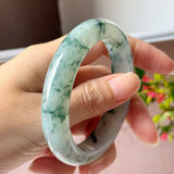 56.6mm A-Grade Natural Super Floral Jadeite Modern Round Bangle No.152196