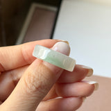 19.1mm A-Grade Natural Moss On Snow Jadeite Ring Band No.162532
