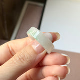 19.1mm A-Grade Natural Moss On Snow Jadeite Ring Band No.162532