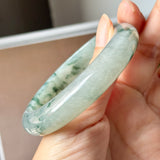 56.6mm A-Grade Natural Super Floral Jadeite Modern Round Bangle No.152196