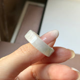 19.1mm A-Grade Natural Moss On Snow Jadeite Ring Band No.162532
