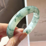 56.6mm A-Grade Natural Super Floral Jadeite Modern Round Bangle No.152196