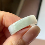 19.1mm A-Grade Natural Moss On Snow Jadeite Ring Band No.162532