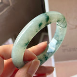 56.6mm A-Grade Natural Super Floral Jadeite Modern Round Bangle No.152196