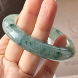 56.6mm A-Grade Natural Super Floral Jadeite Modern Round Bangle No.152196