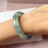 56.6mm A-Grade Natural Super Floral Jadeite Modern Round Bangle No.152196