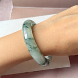 56.6mm A-Grade Natural Super Floral Jadeite Modern Round Bangle No.152196