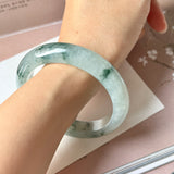 56.6mm A-Grade Natural Super Floral Jadeite Modern Round Bangle No.152196