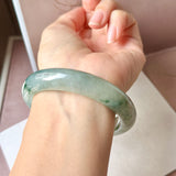 56.6mm A-Grade Natural Super Floral Jadeite Modern Round Bangle No.152196
