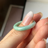 20.1mm A-Grade Natural Moss On Snow Jadeite Ring Band No.162531
