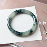 59.5mm A-Grade Natural Super Floral Jadeite Traditional Round Bangle No.152197
