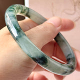 59.5mm A-Grade Natural Super Floral Jadeite Traditional Round Bangle No.152197