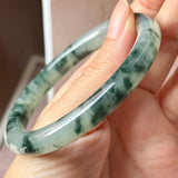 59.5mm A-Grade Natural Super Floral Jadeite Traditional Round Bangle No.152197