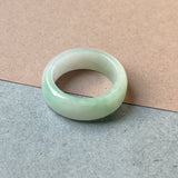 19.1mm A-Grade Natural Moss On Snow Jadeite Ring Band No.162533