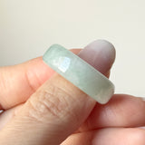 19.1mm A-Grade Natural Moss On Snow Jadeite Ring Band No.162533