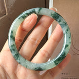 59.5mm A-Grade Natural Super Floral Jadeite Traditional Round Bangle No.152197