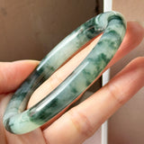 59.5mm A-Grade Natural Super Floral Jadeite Traditional Round Bangle No.152197