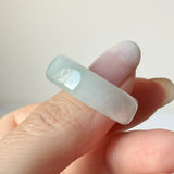 19.1mm A-Grade Natural Moss On Snow Jadeite Ring Band No.162533